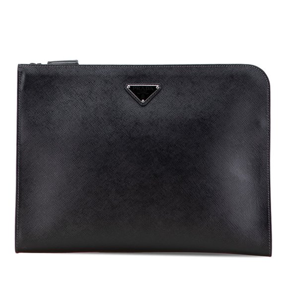 PRADA Black Leather Clutch Bag - Picture 1 of 10